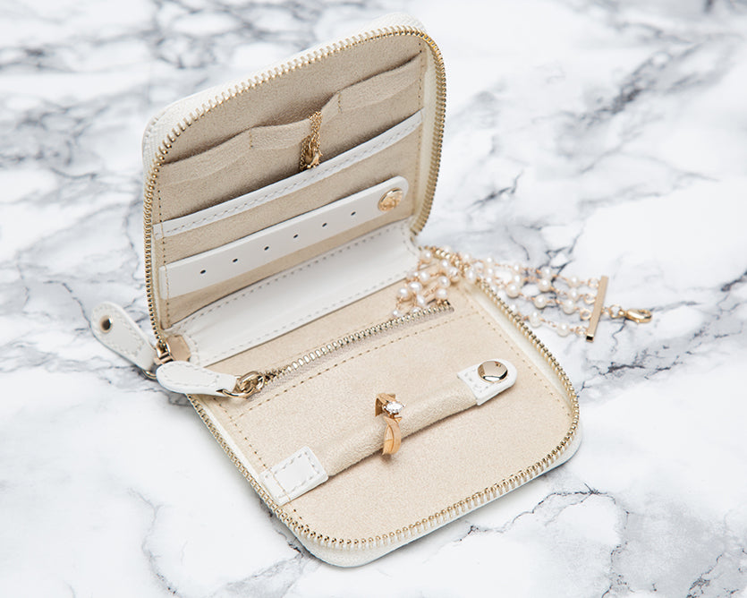WOLF Marrakesh Cream Travel Zip Jewellery Case 308553