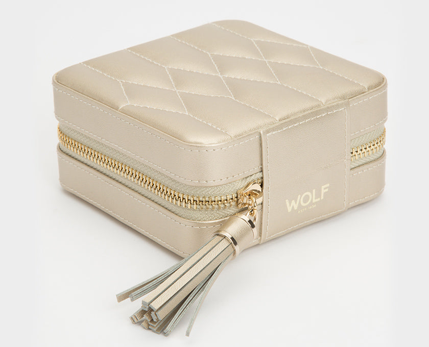 WOLF Caroline Champagne Jewellery Zip Travel Case 329946