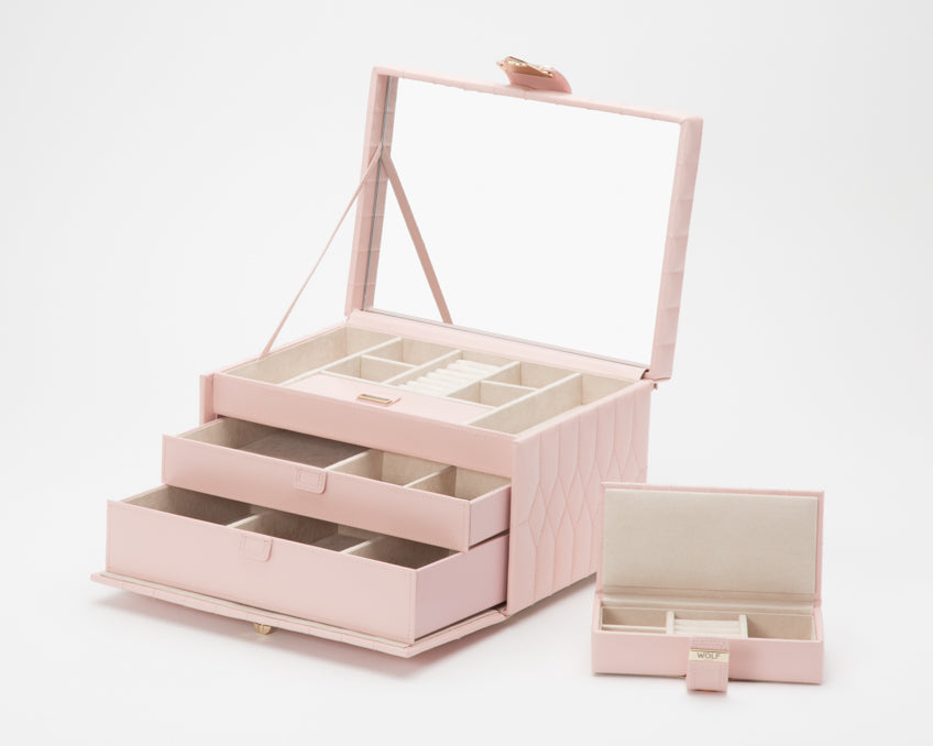 WOLF Caroline Rose Quartz Medium Jewellery Box & Travel Case 329715