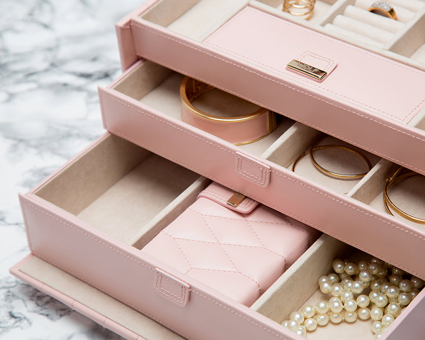 WOLF Caroline Rose Quartz Medium Jewellery Box & Travel Case 329715