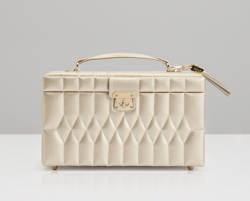 WOLF Caroline Champagne Medium Jewellery Box & Travel Case 329746