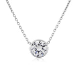 9ct White Gold Rubover Set Cubic Zirconia Solitaire Pendant Necklace