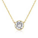 9ct Gold Rubover Set Cubic Zirconia Solitaire Pendant Necklace