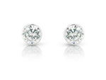 9ct White Gold Rubover Set 6mm Cubic Zirconia Stud Earrings