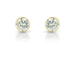 9ct Gold Rubover Set 6mm Cubic Zirconia Stud Earrings