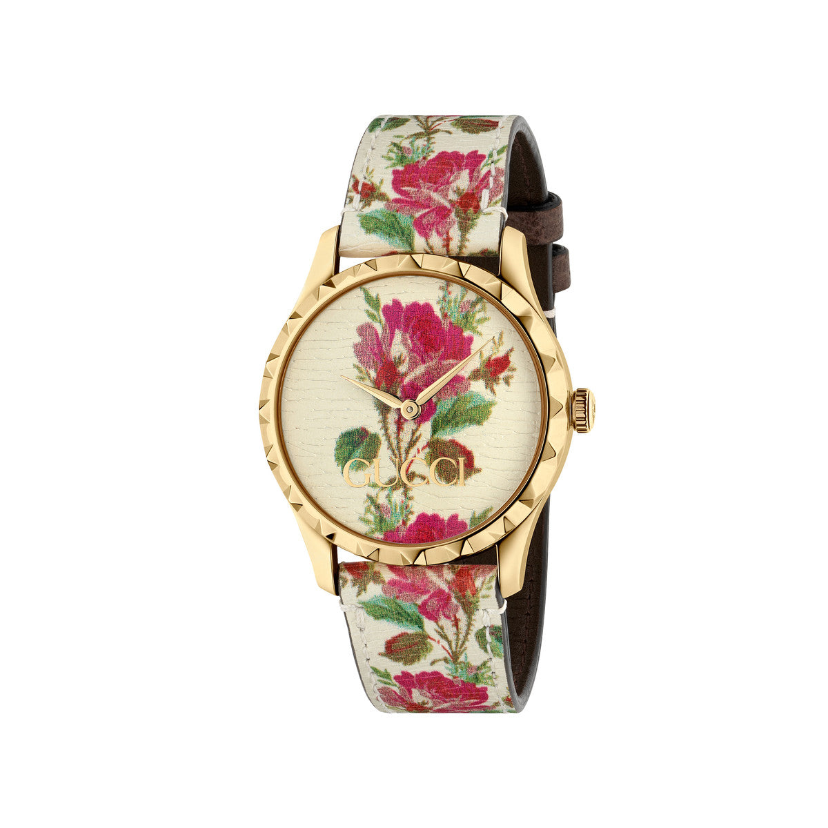 Gucci G-Timeless Le Marché des Merveilles Garden Floral Blooms PVD Gold Plated Womens Quartz Watch YA1264084