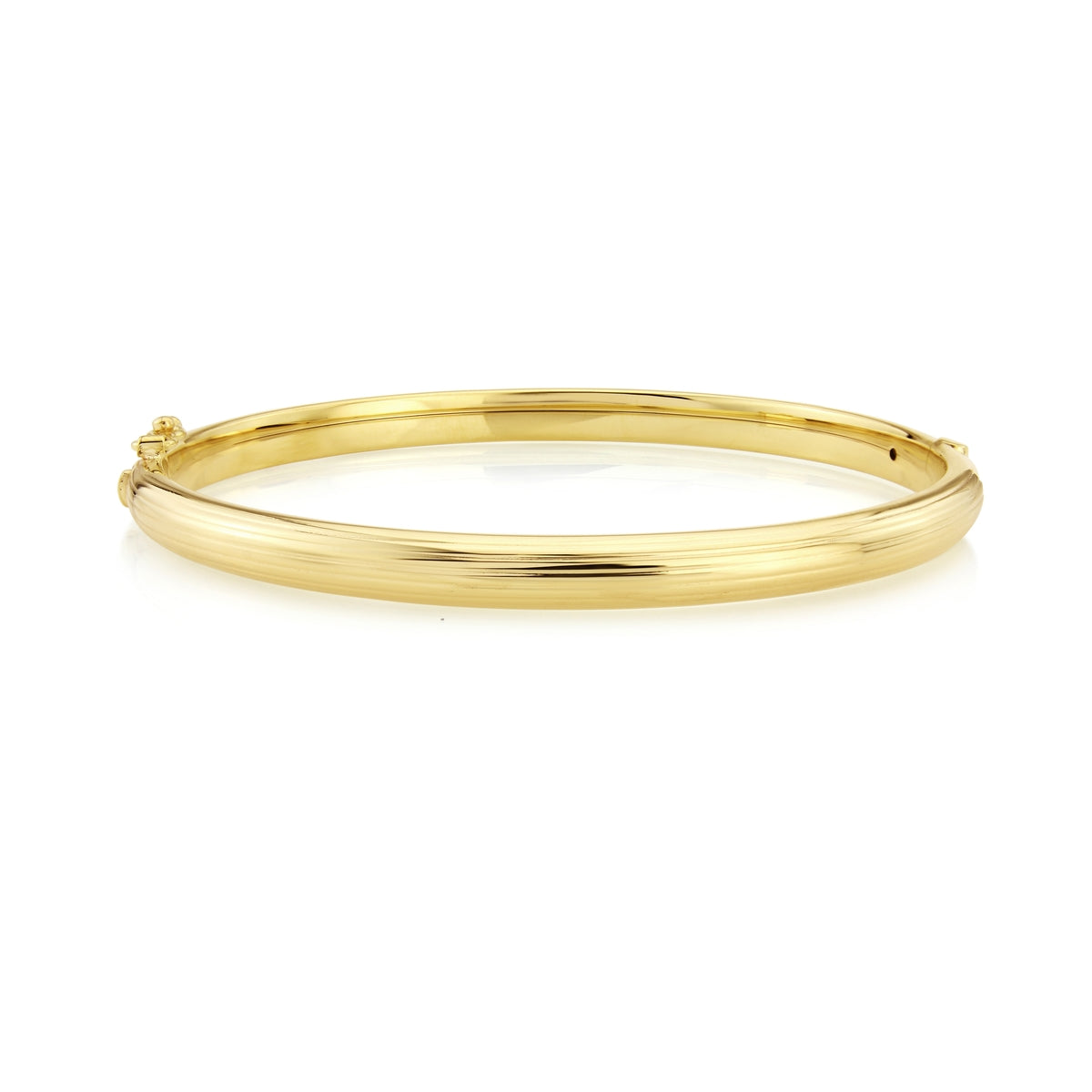 9ct Gold Stripe Texture Oval Hinged Bangle