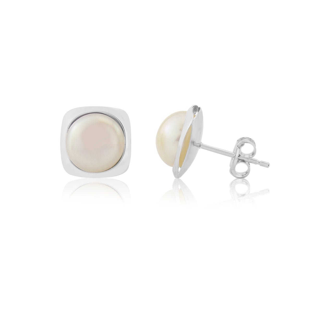 9ct White Gold Pearl Set Stud Earrings