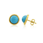 9ct Yellow Gold Turquoise Set Stud Earrings