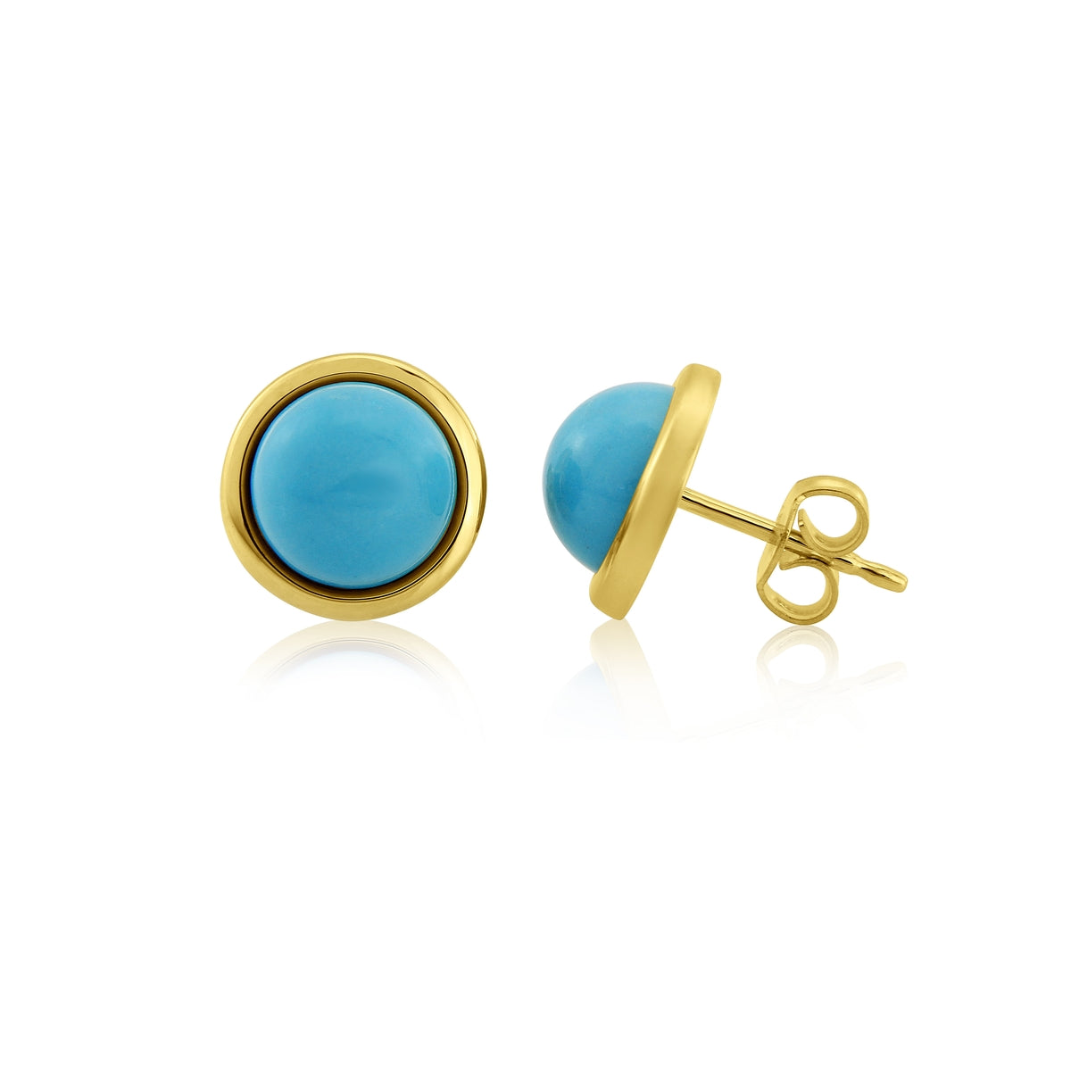 9ct Yellow Gold Turquoise Set Stud Earrings