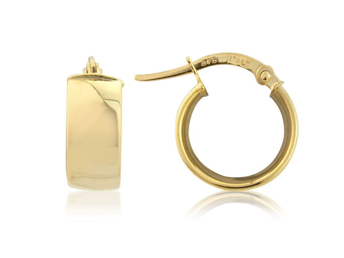 9ct Gold Small Broad Hoop Earrings