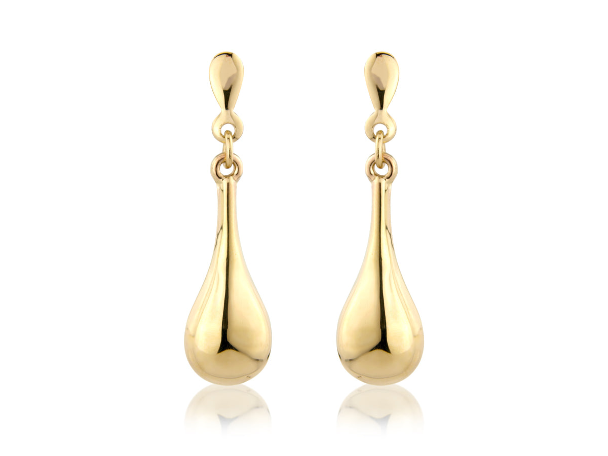 9ct Gold Teardrop Drop Earrings