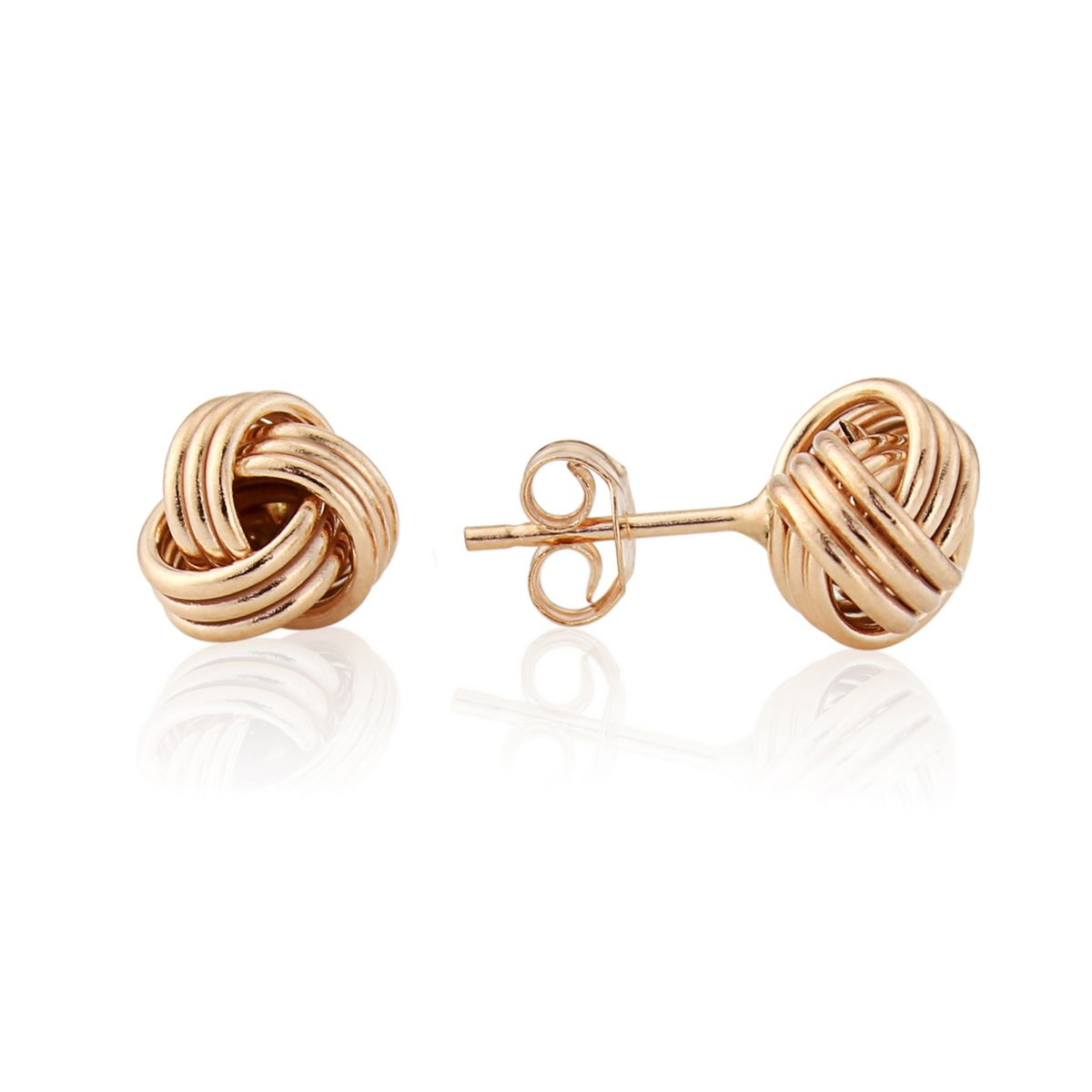 9ct Rose Gold Ribbed Knot Stud Earrings