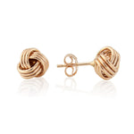 9ct Rose Gold Ribbed Knot Stud Earrings