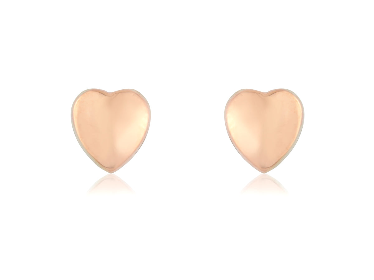 9ct Rose Gold Heart Stud Earrings