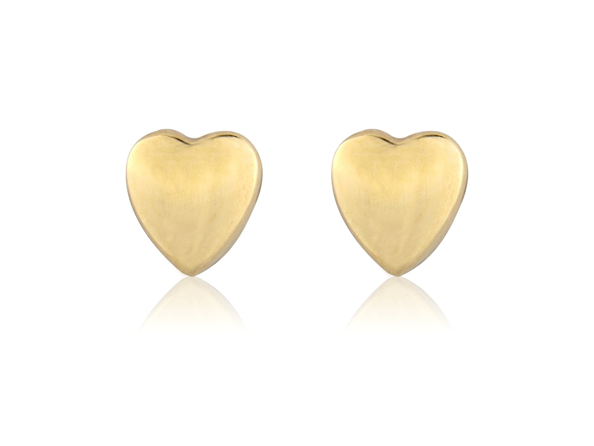 9ct Gold Heart Stud Earrings