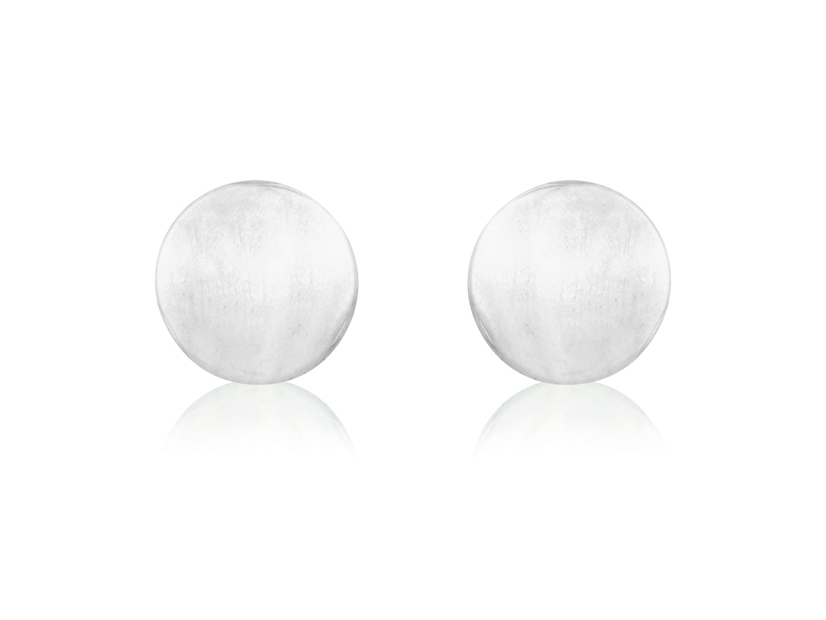 9ct White Gold Flat Round Stud Earrings