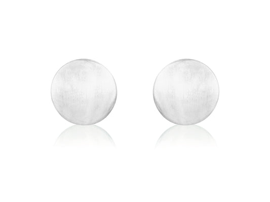 9ct White Gold Flat Round Stud Earrings