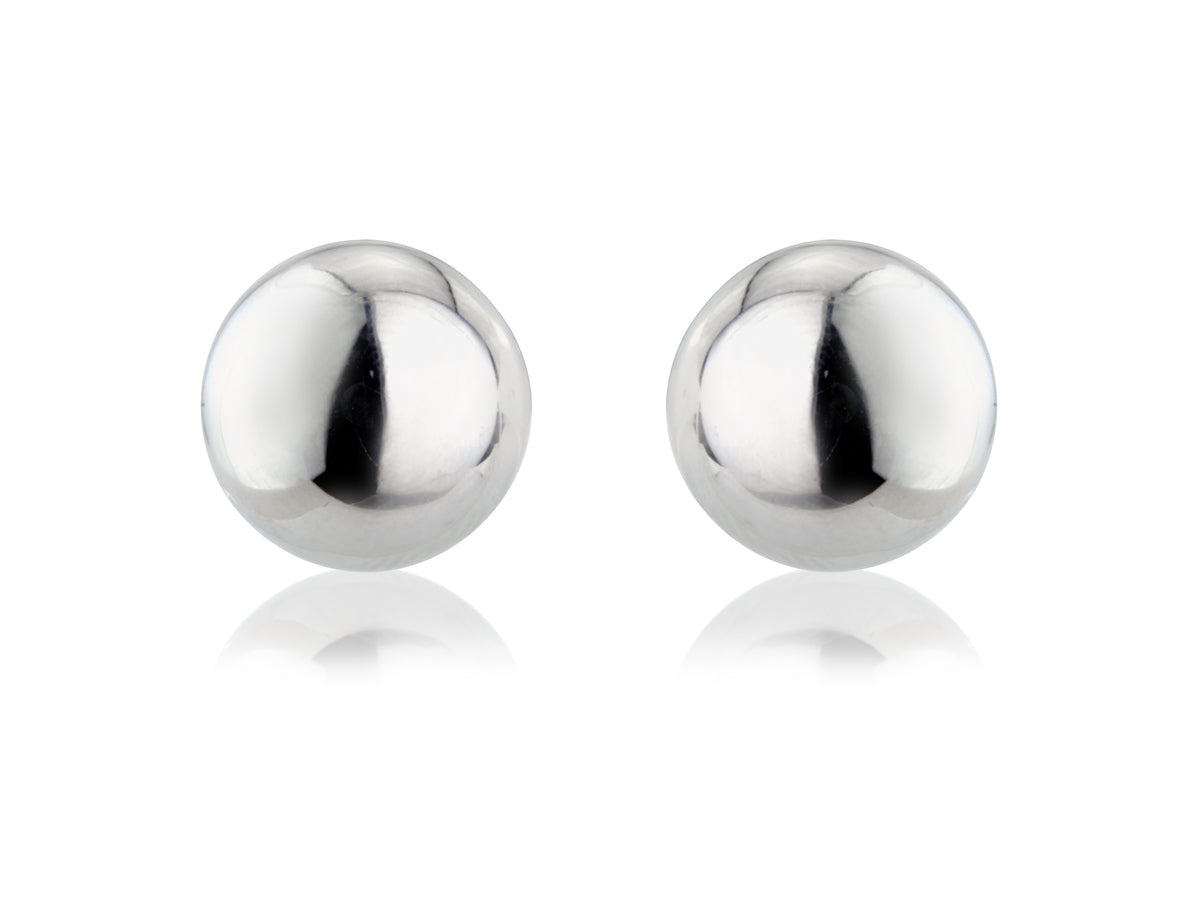 9ct White Gold Classic Ball Stud Earrings (10mm)