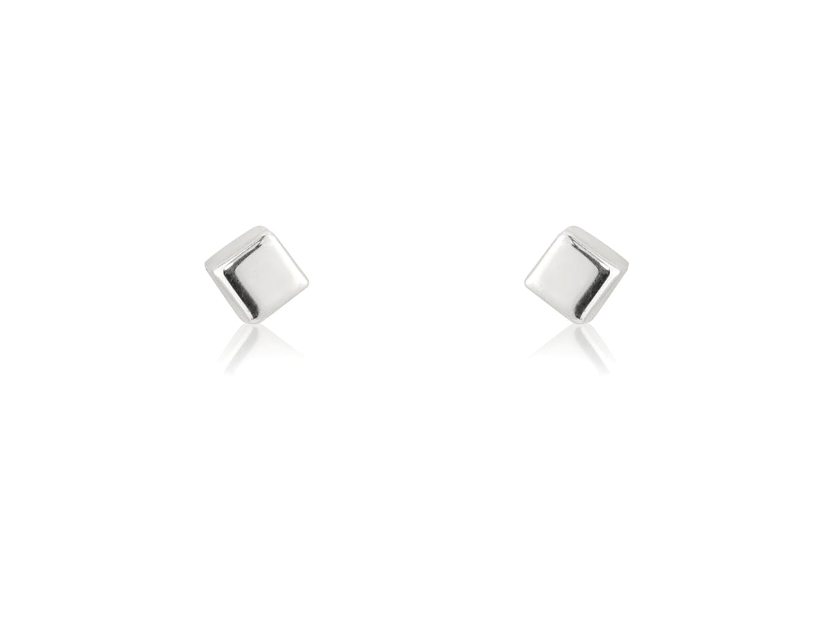 9ct White Gold Small Cube Stud Earrings