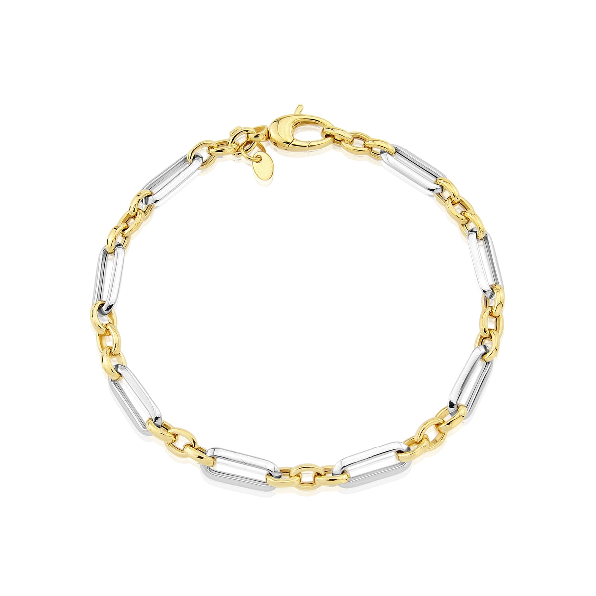 9ct Yellow & White Gold Fancy Link Bracelet