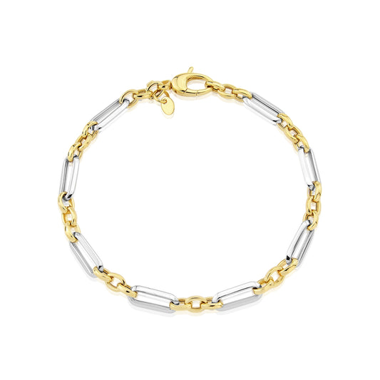 9ct Yellow & White Gold Fancy Link Bracelet