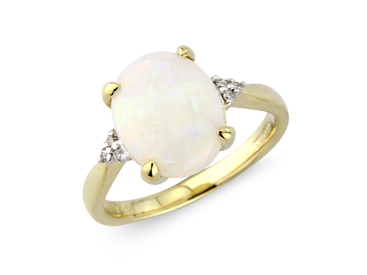 9ct Gold Opal & Diamond Set Dress Ring