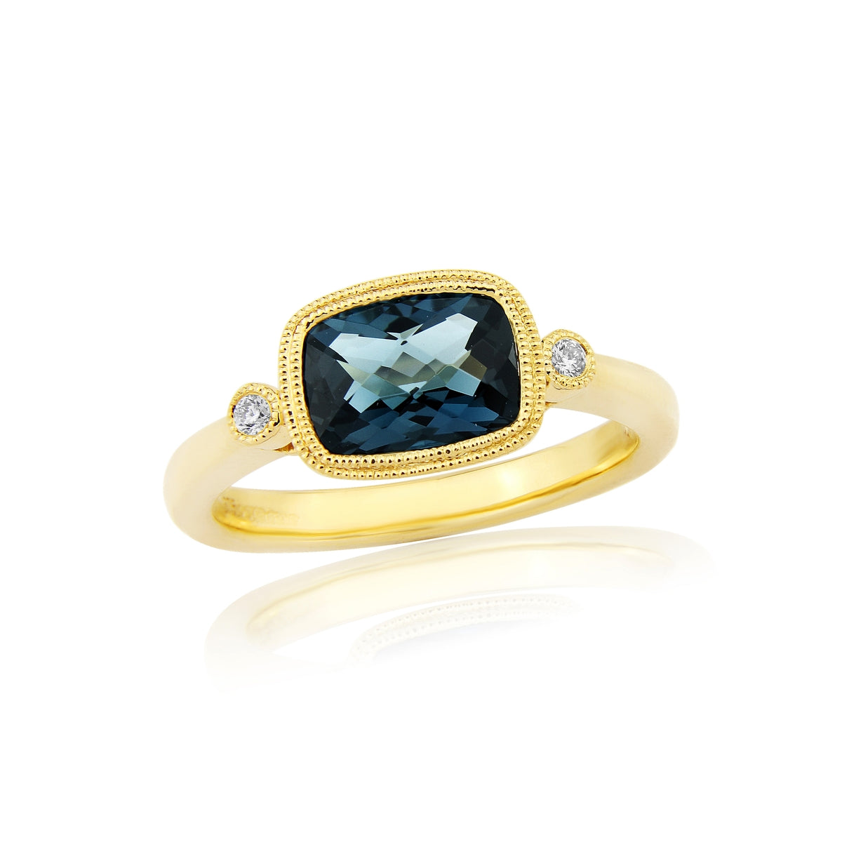 9ct Gold Blue Topaz & Diamond Set Dress Ring
