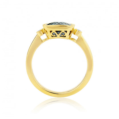 9ct Gold Blue Topaz & Diamond Set Dress Ring
