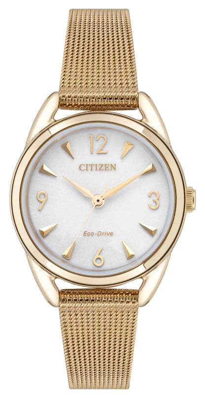 Citizen Eco-Drive LTR Long Term Relationship White Dial Rose Gold Plated Womens Watch EM0683-55A