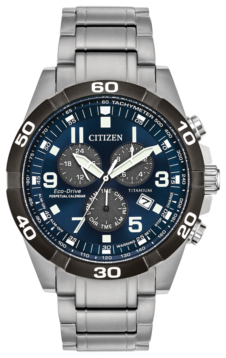 Citizen Eco-Drive Brycen Blue Dial Titanium Mens Chronograph Watch BL5558-58L