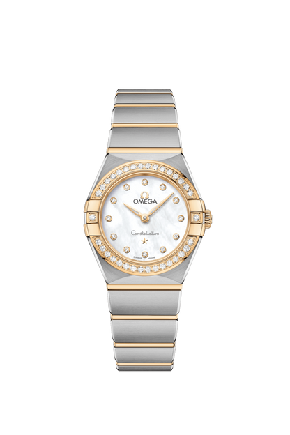 Omega Constellation Diamond Set Mother of Pearl Dial Two Tone Womens Quartz Watch 25mm 13125256055002