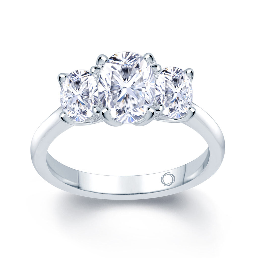 Platinum 1.00ct 3 Stone Oval Diamond Claw Set Trilogy Ring