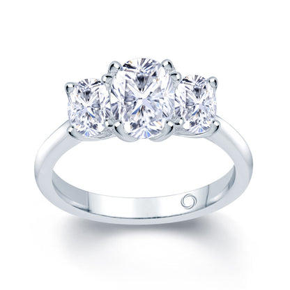 Platinum 1.00ct 3 Stone Oval Diamond Claw Set Trilogy Ring
