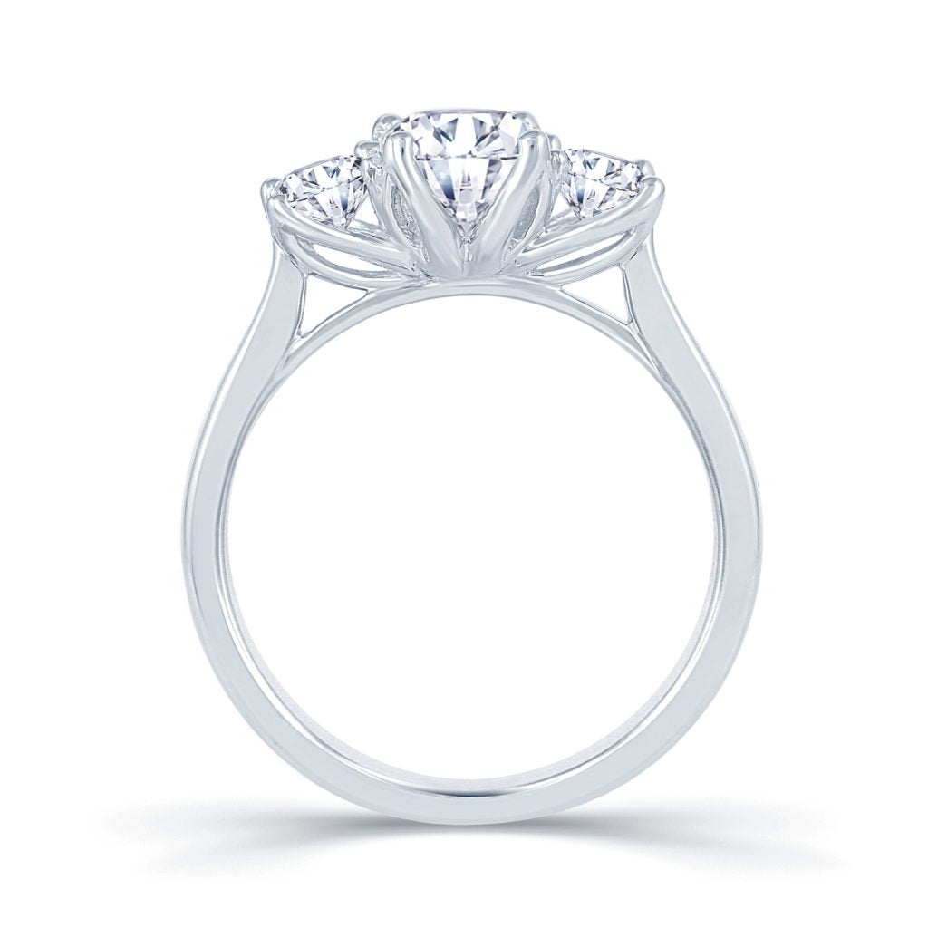Platinum 1.00ct 3 Stone Oval Diamond Claw Set Trilogy Ring