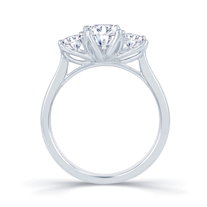 Platinum 1.00ct 3 Stone Oval Diamond Claw Set Trilogy Ring