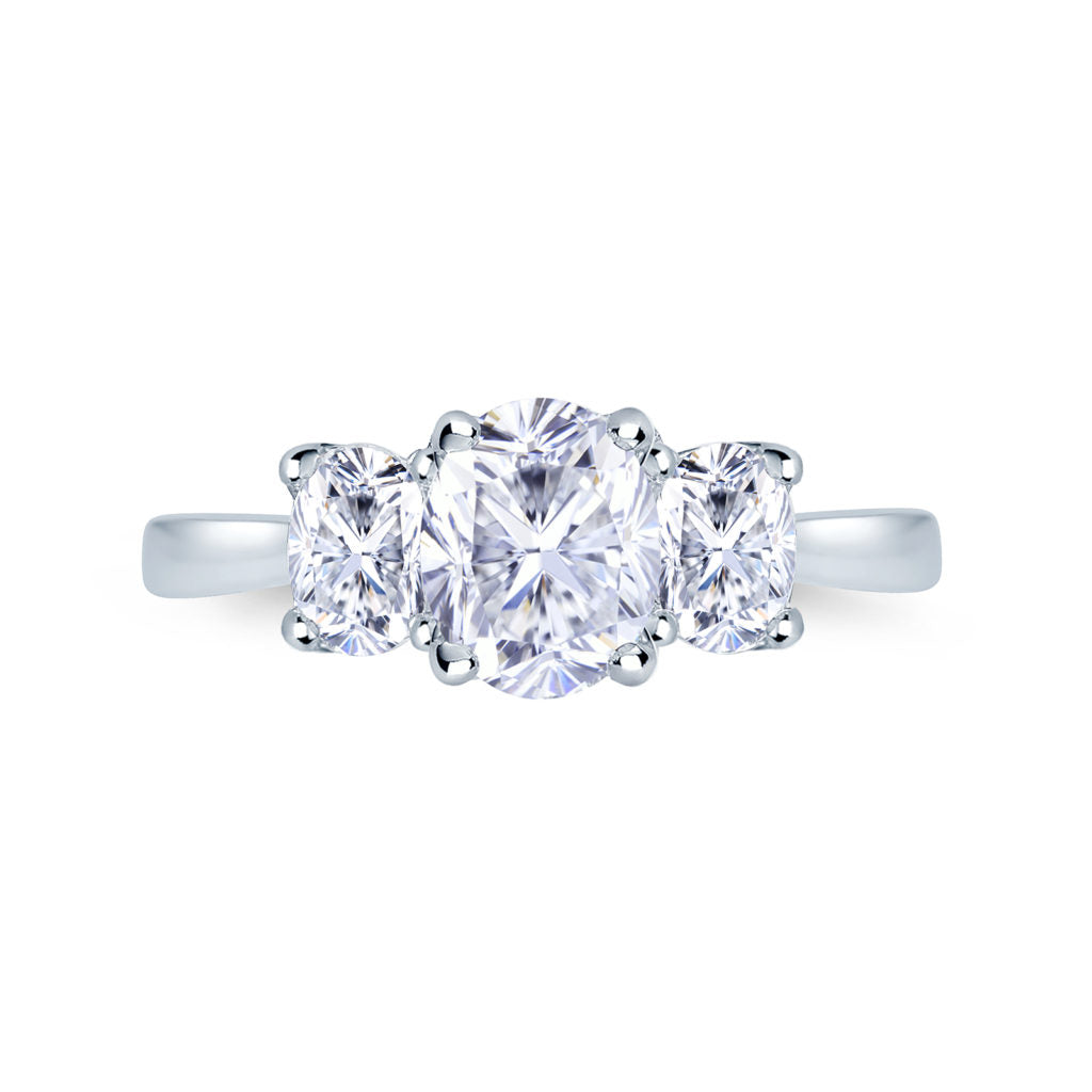 Platinum 1.00ct 3 Stone Oval Diamond Claw Set Trilogy Ring