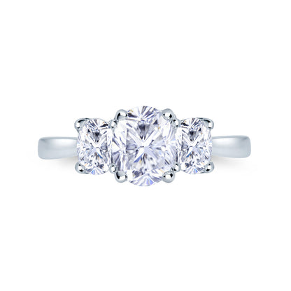 Platinum 1.00ct 3 Stone Oval Diamond Claw Set Trilogy Ring