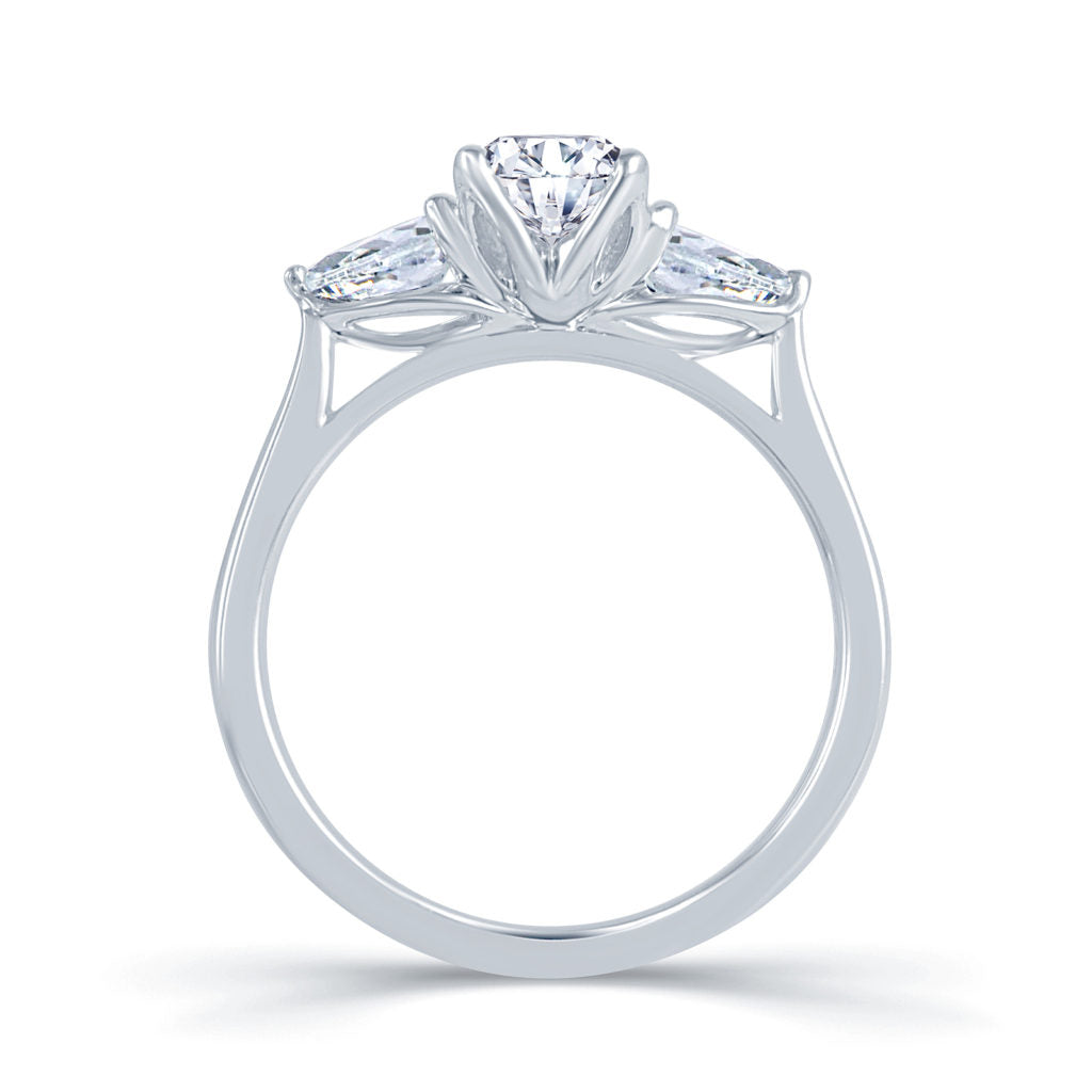 Platinum 1.10ct 3 Stone Oval & Pear Shape Diamond Claw Set Trilogy Ring