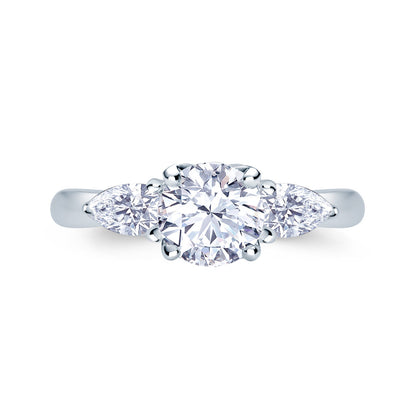 Platinum 1.10ct 3 Stone Brilliant Cut & Pear Shape Diamond Claw Set Trilogy Ring