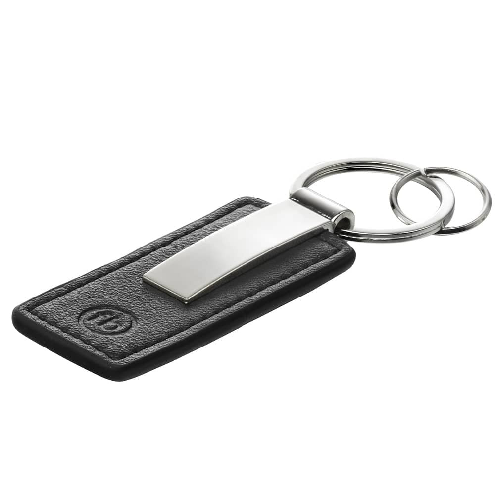 Fred Bennett Stainless Steel & Black Leather Keyring Y2625