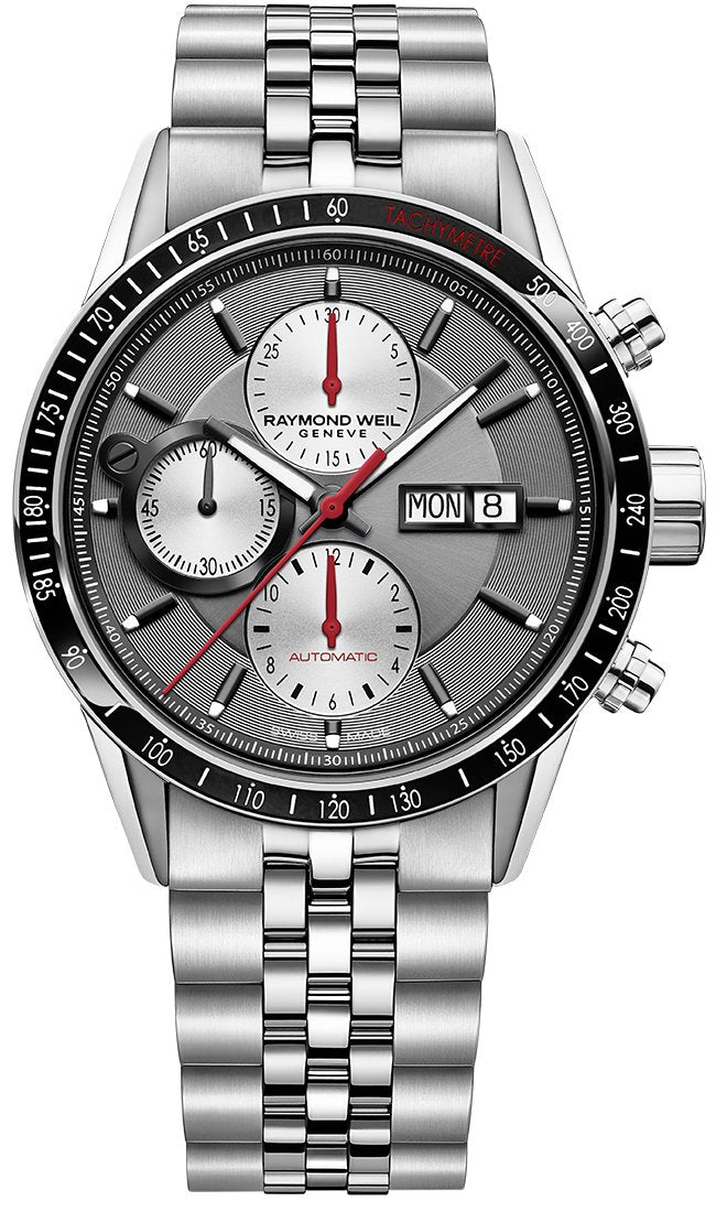 Raymond Weil Freelancer Silver Dial Stainless Steel Chronograph Mens Watch 7731-ST1-65421