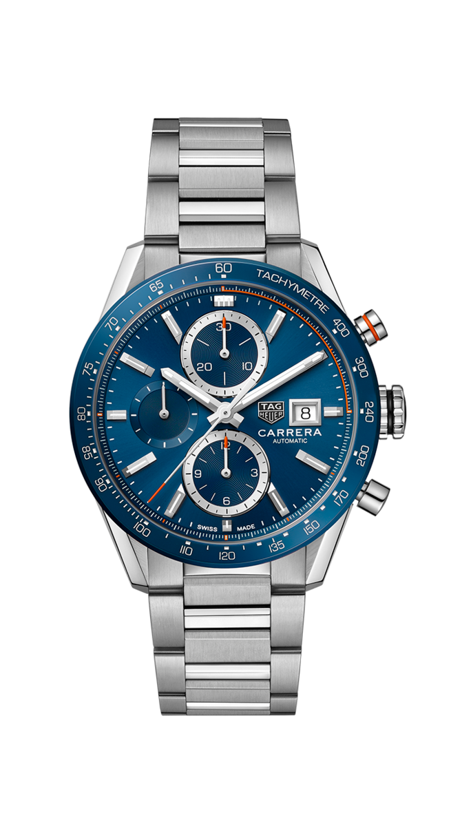 TAG Heuer Carrera Calibre 16 Blue Dial Stainless Steel Mens Chronograph Watch CBM2112.BA0651