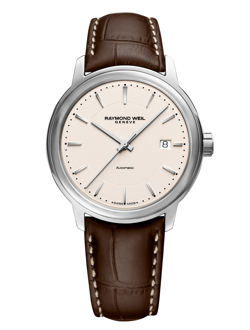 Raymond Weil Maestro Light Beige Dial Stainless Steel Mens Calibre RW4200 Watch 2237-STC-65011