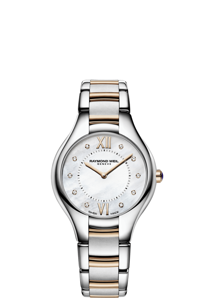 Raymond Weil Noemia Diamond Dot Mother of Pearl Dial Two Tone Womens Quartz Watch 32mm 5132-SP5-00985