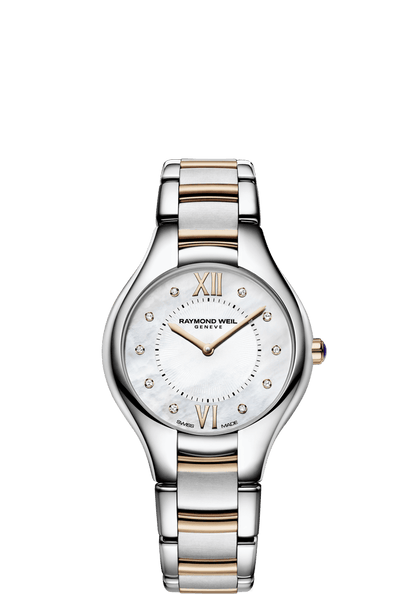 Raymond Weil Noemia Diamond Dot Mother of Pearl Dial Two Tone Womens Quartz Watch 32mm 5132-SP5-00985