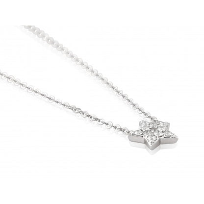 9ct White Gold Diamond Set Star Pendant Necklace