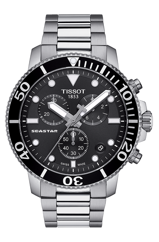 Tissot Seastar 1000 Black Dial Stainless Steel Mens Quartz Chronograph Watch T1204171105100