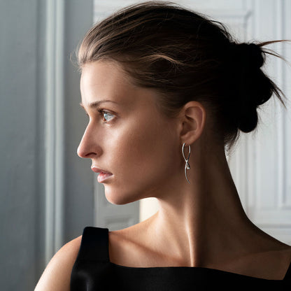 Georg Jensen MERCY Sterling Silver Long Drop Earrings 10015150