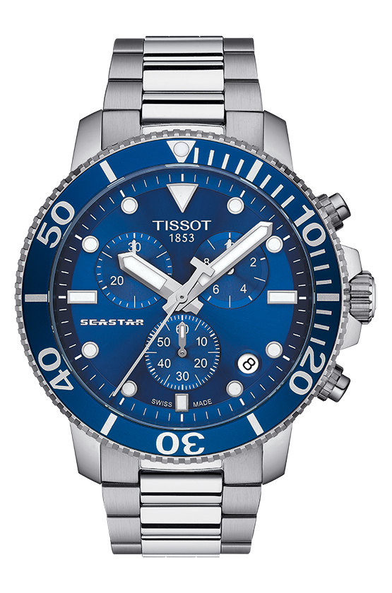 Tissot Seastar 1000 Blue Dial Stainless Steel Mens Quartz Chronograph Watch T1204171104100